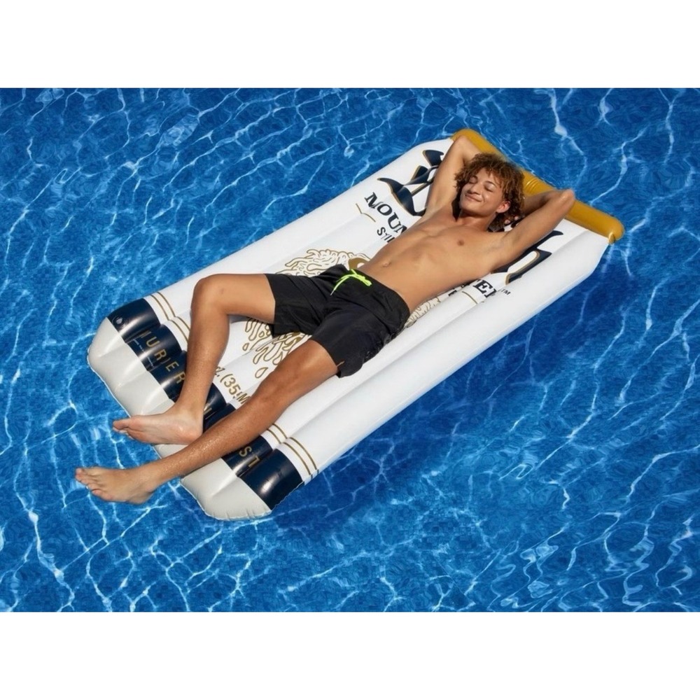 Liquid Death Mountain Water Pool Float 6ft Inflatable Novelty Can White‎ Gold